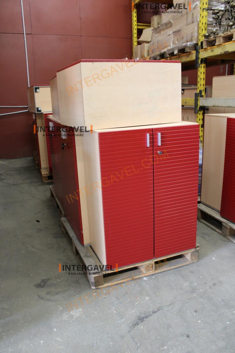 Polcos szekrény (piros ajtó-szürke/bükk tető rész-3 aktasoros) 12