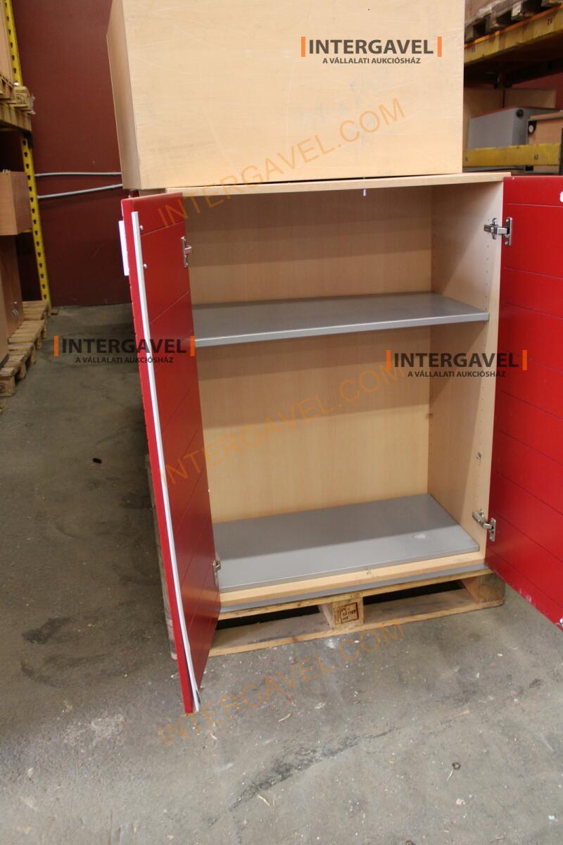 Polcos szekrény (piros ajtó-szürke/bükk tető rész-3 aktasoros) 13