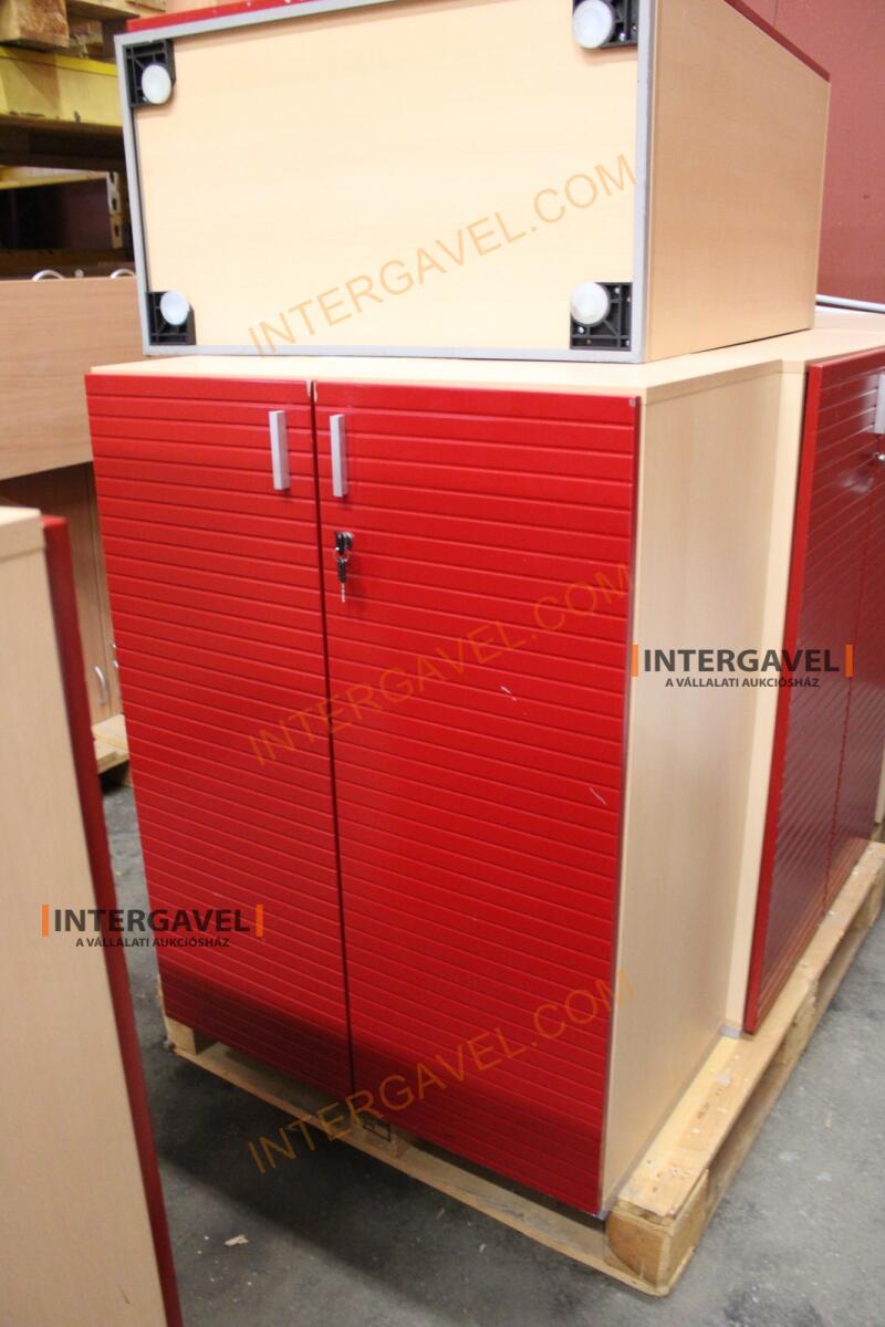 Polcos szekrény (piros ajtó-szürke/bükk tető rész-3 aktasoros) 14