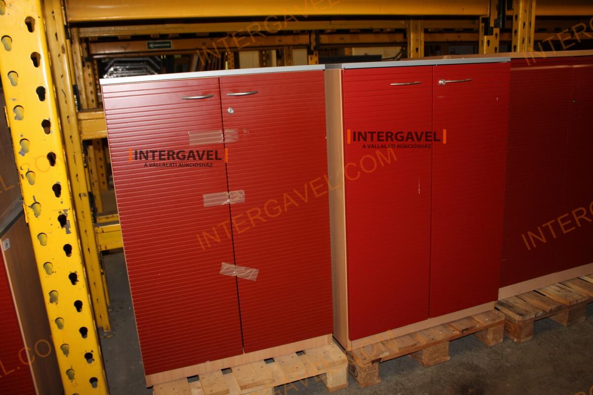 Polcos szekrény (piros ajtó-szürke/bükk tető rész-3 aktasoros) 6