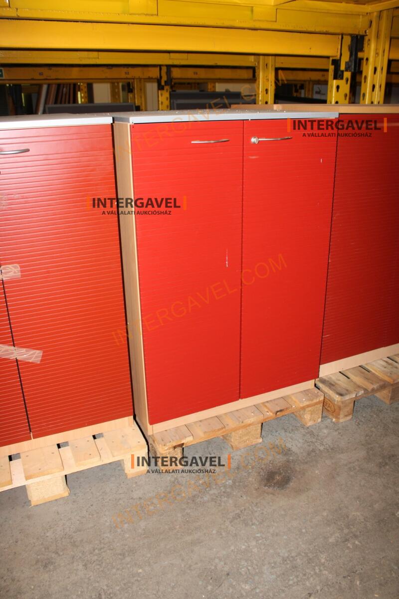 Polcos szekrény (piros ajtó-szürke/bükk tető rész-3 aktasoros) 7