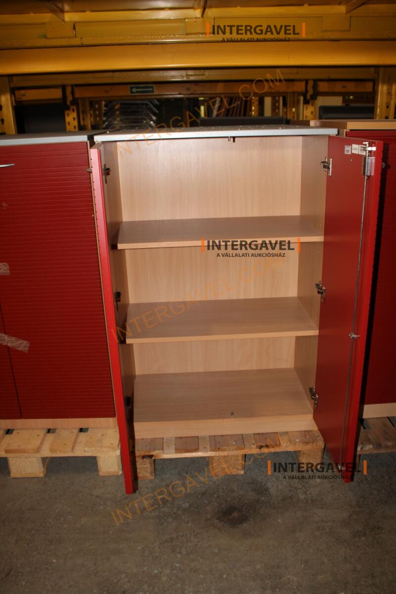 Polcos szekrény (piros ajtó-szürke/bükk tető rész-3 aktasoros) 8