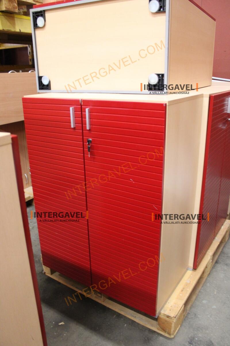 Polcos szekrény (piros ajtó-szürke/bükk tető rész-3 aktasoros) 14