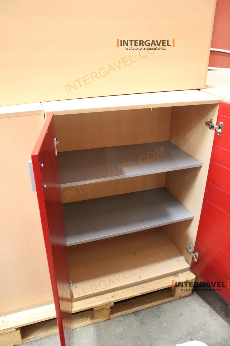 Polcos szekrény (piros ajtó-szürke/bükk tető rész-3 aktasoros) 15