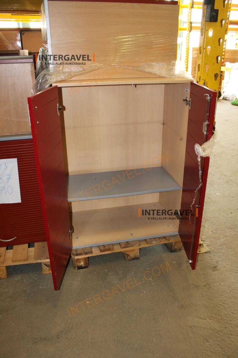 Polcos szekrény (piros ajtó-szürke/bükk tető rész-3 aktasoros) 17