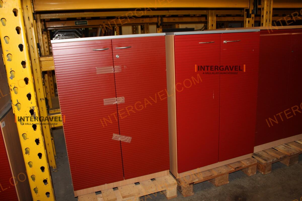 Polcos szekrény (piros ajtó-szürke/bükk tető rész-3 aktasoros) 6