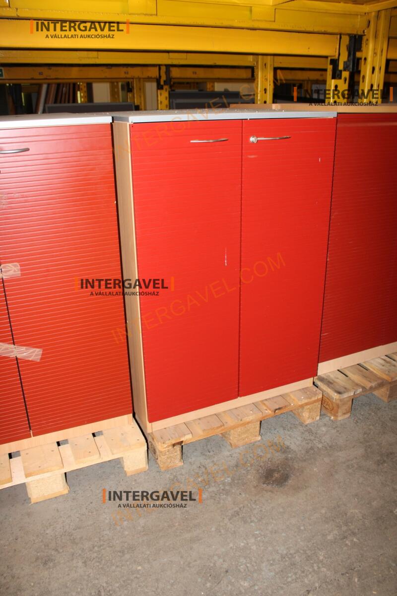 Polcos szekrény (piros ajtó-szürke/bükk tető rész-3 aktasoros) 7