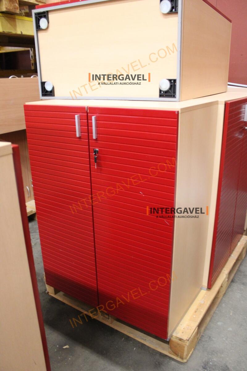 Polcos szekrény (piros ajtó-szürke/bükk tető rész-3 aktasoros) 14