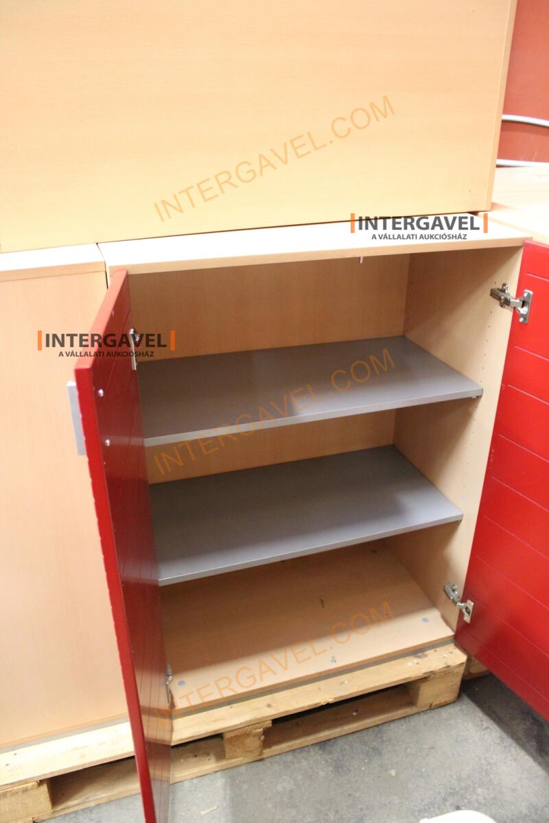 Polcos szekrény (piros ajtó-szürke/bükk tető rész-3 aktasoros) 15