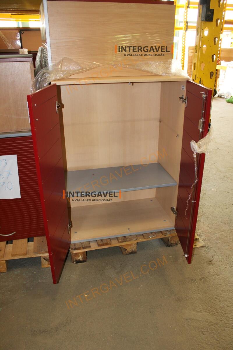 Polcos szekrény (piros ajtó-szürke/bükk tető rész-3 aktasoros) 17