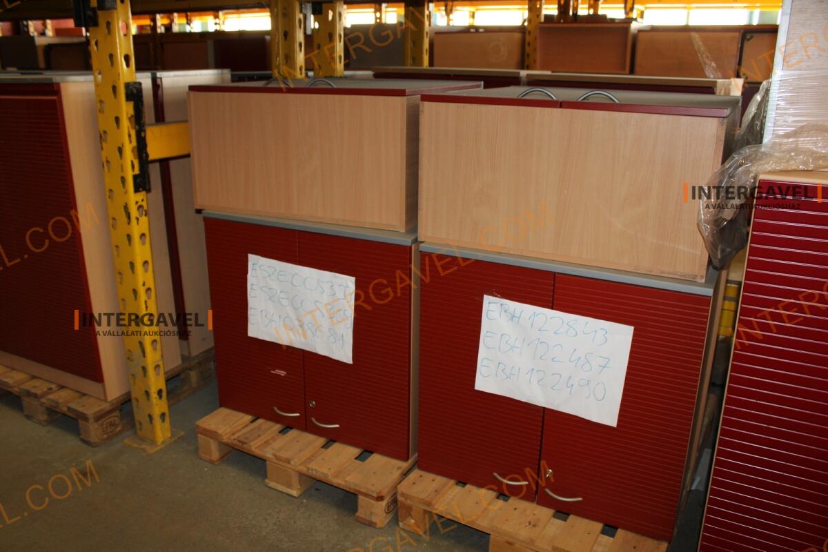 Polcos szekrény (piros ajtó-szürke/bükk tető rész-2 aktasoros) 3