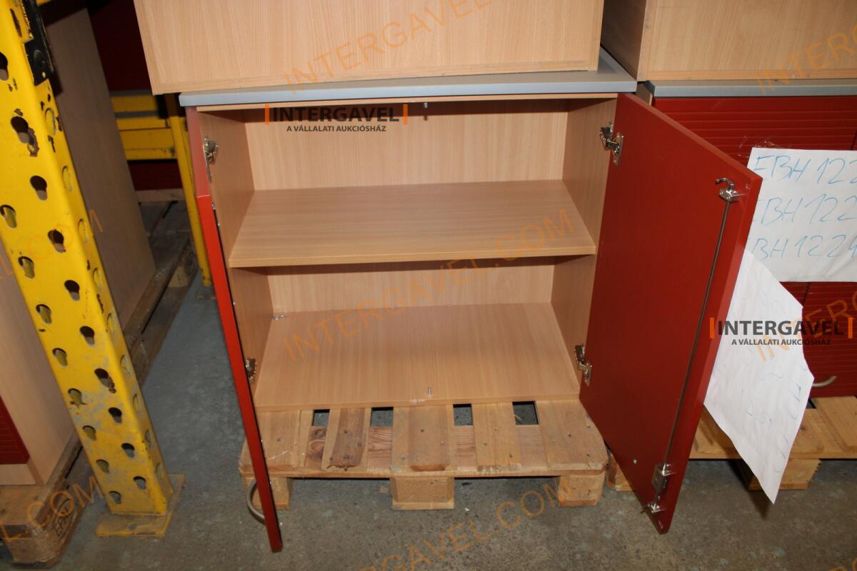 Polcos szekrény (piros ajtó-szürke/bükk tető rész-2 aktasoros) 2