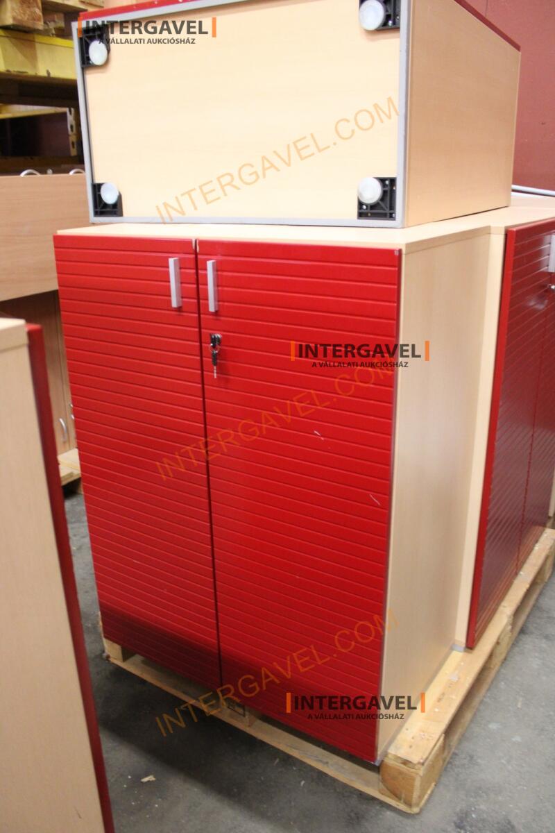 Polcos szekrény (piros ajtó-szürke/bükk tető rész-3 aktasoros) 14