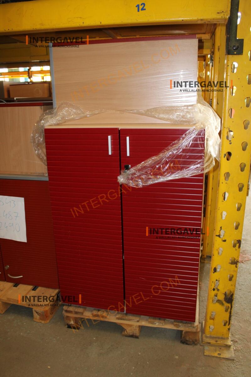 Polcos szekrény (piros ajtó-szürke/bükk tető rész-3 aktasoros) 16