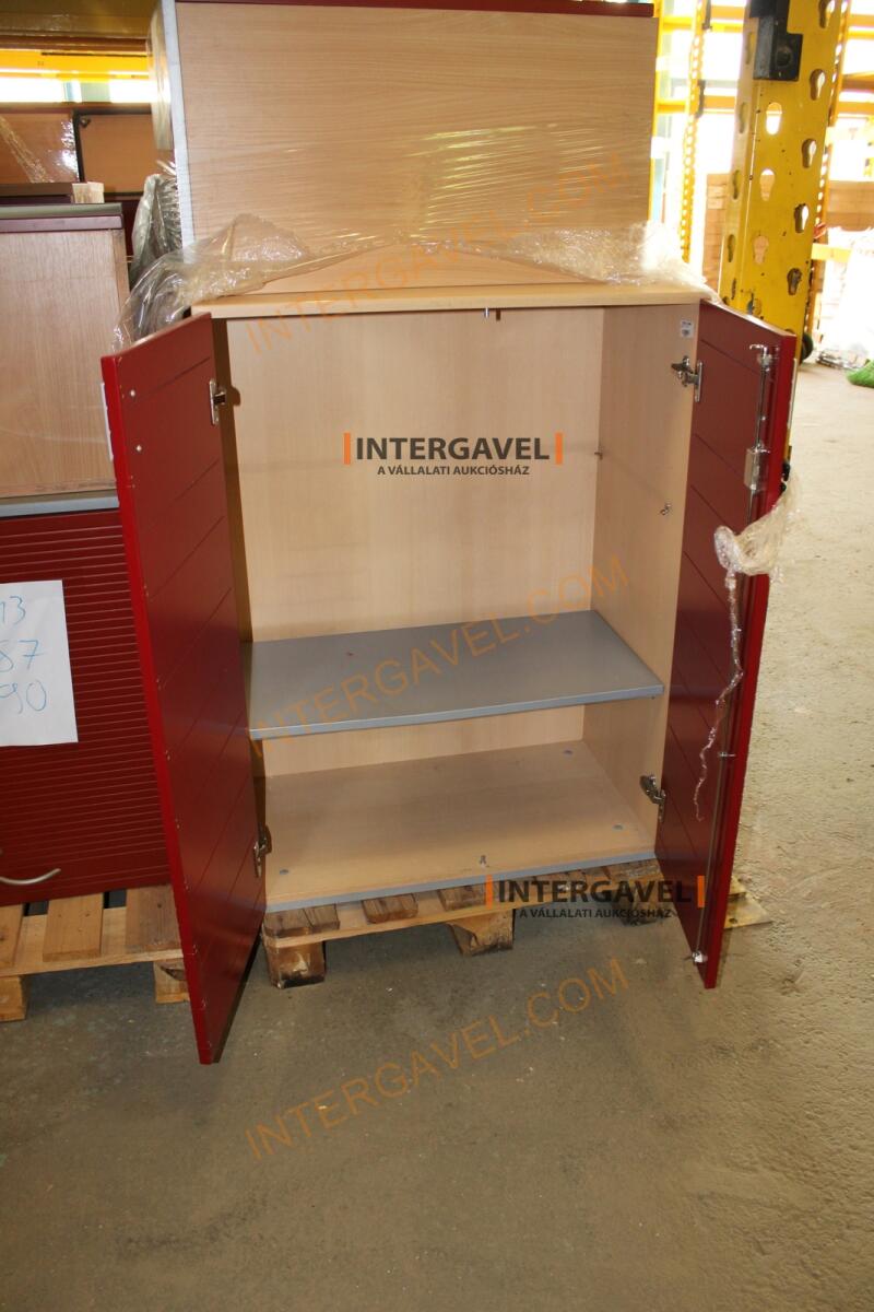 Polcos szekrény (piros ajtó-szürke/bükk tető rész-3 aktasoros) 17