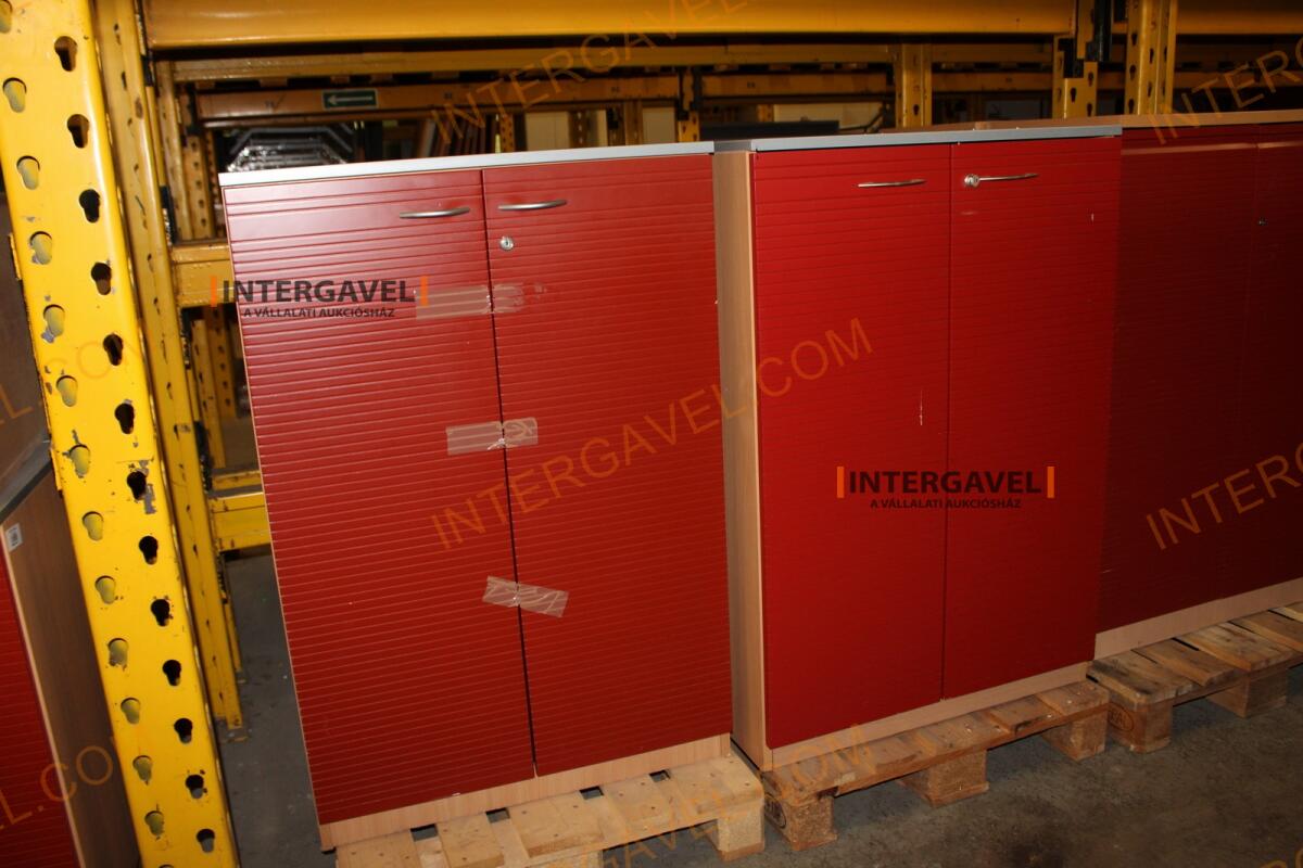 Polcos szekrény (piros ajtó-szürke/bükk tető rész-3 aktasoros) 6