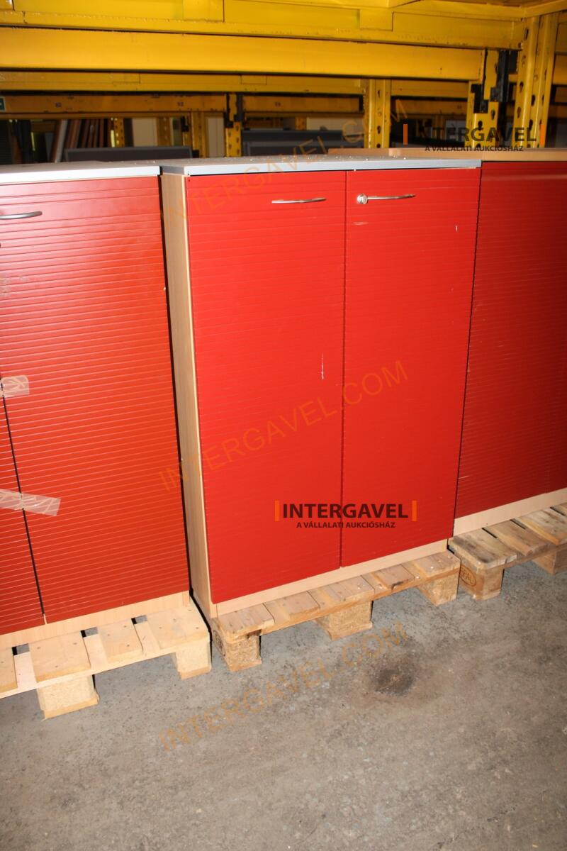 Polcos szekrény (piros ajtó-szürke/bükk tető rész-3 aktasoros) 7