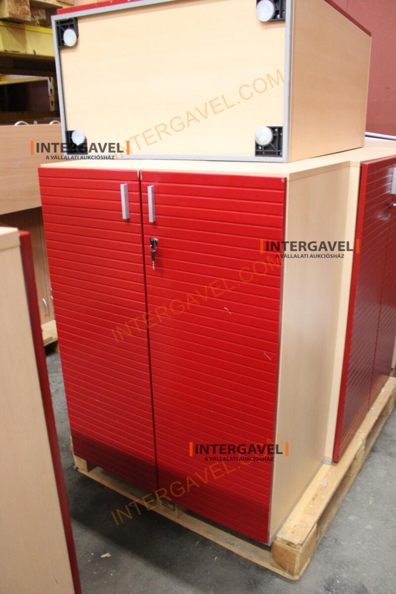 Polcos szekrény (piros ajtó-szürke/bükk tető rész-3 aktasoros) 14