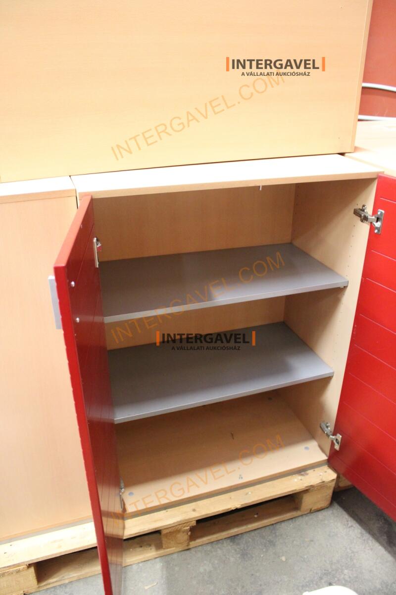 Polcos szekrény (piros ajtó-szürke/bükk tető rész-3 aktasoros) 15