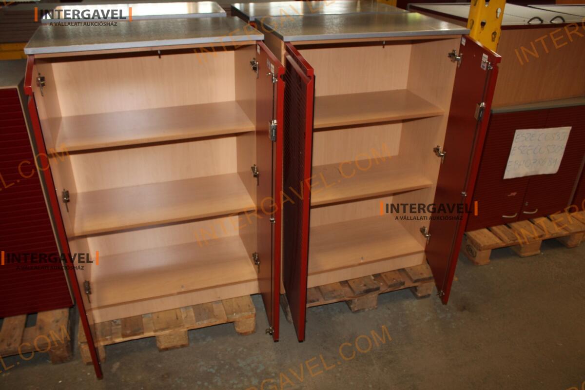 Polcos szekrény (piros ajtó-szürke/bükk tető rész-3 aktasoros) 3