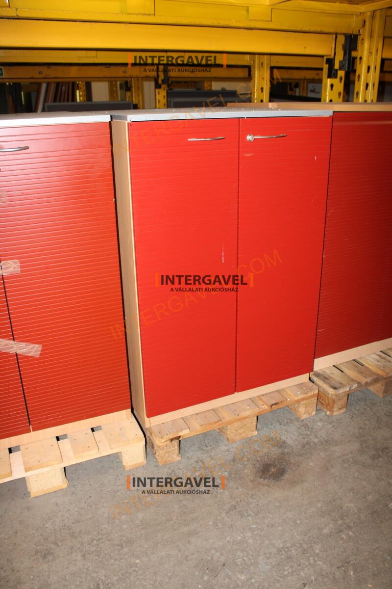 Polcos szekrény (piros ajtó-szürke/bükk tető rész-3 aktasoros) 7