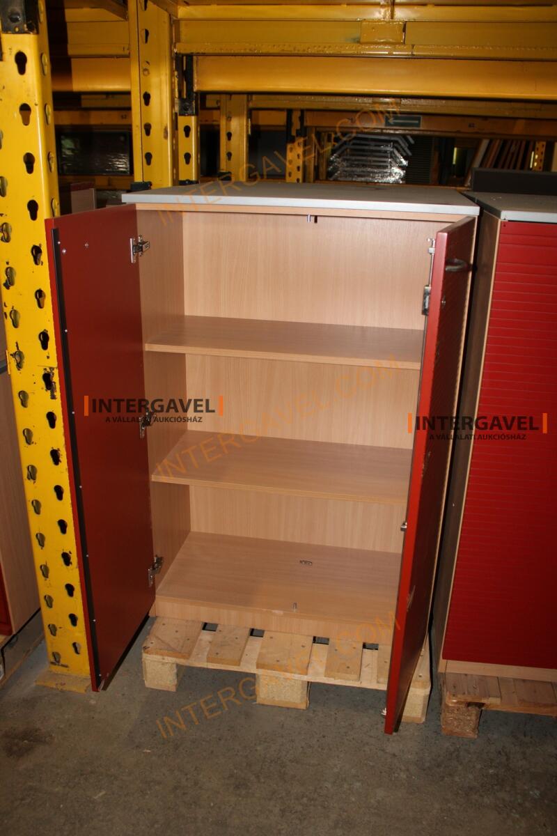 Polcos szekrény (piros ajtó-szürke/bükk tető rész-3 aktasoros) 9