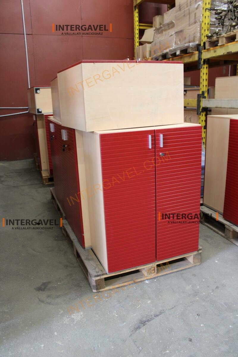 Polcos szekrény (piros ajtó-szürke/bükk tető rész-3 aktasoros) 12