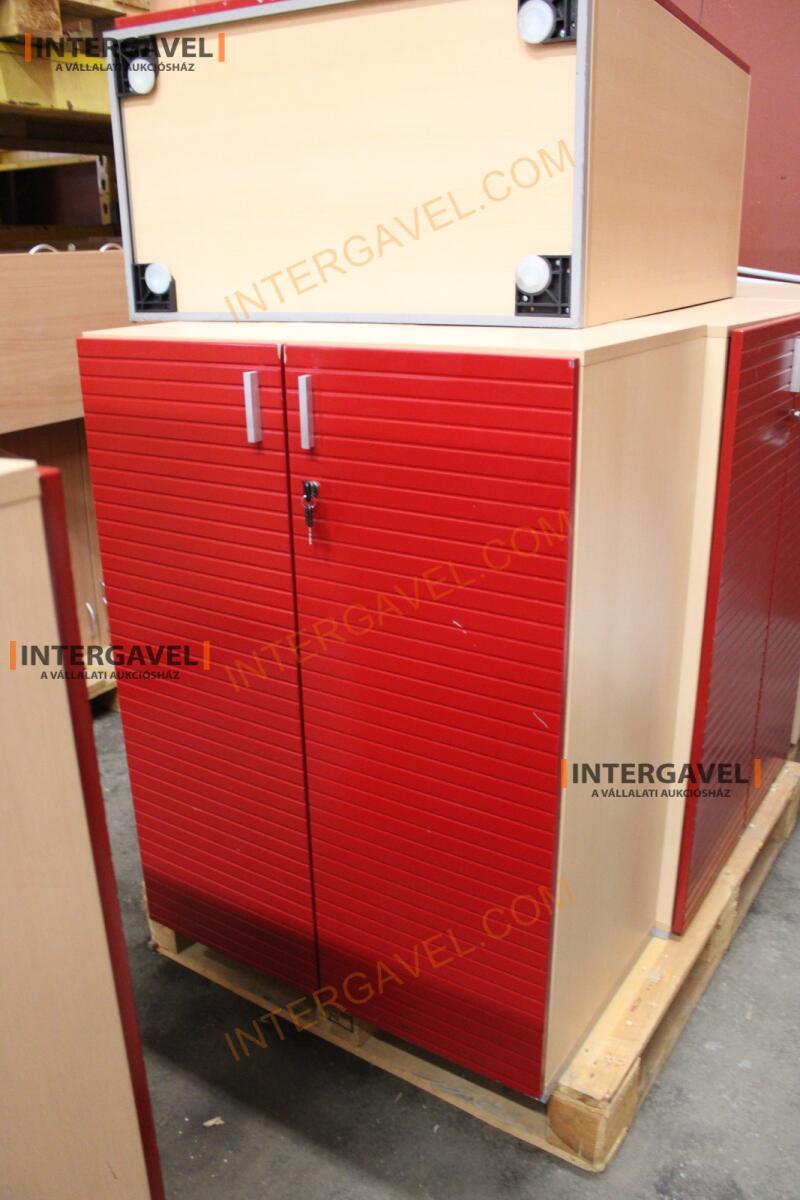 Polcos szekrény (piros ajtó-szürke/bükk tető rész-3 aktasoros) 14