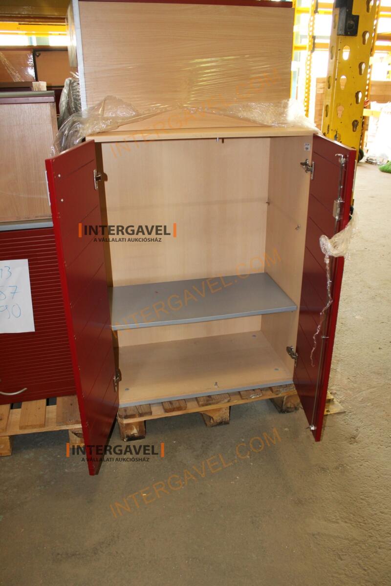 Polcos szekrény (piros ajtó-szürke/bükk tető rész-3 aktasoros) 17