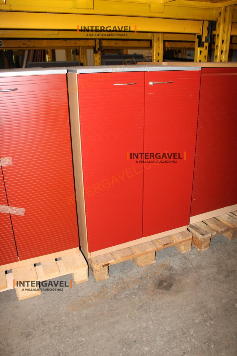 Polcos szekrény (piros ajtó-szürke/bükk tető rész-3 aktasoros) 7