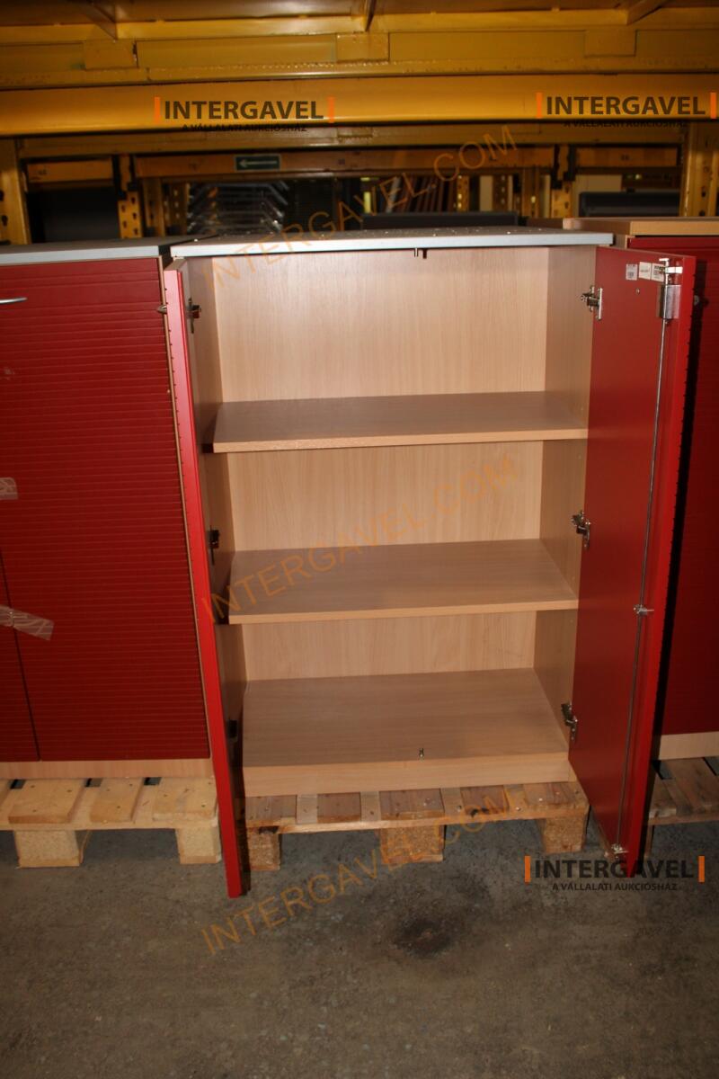 Polcos szekrény (piros ajtó-szürke/bükk tető rész-3 aktasoros) 8