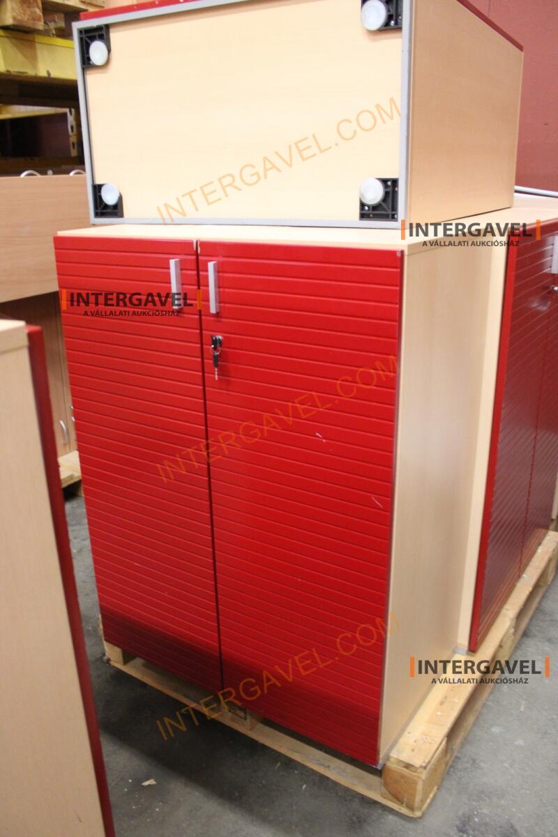 Polcos szekrény (piros ajtó-szürke/bükk tető rész-3 aktasoros) 14