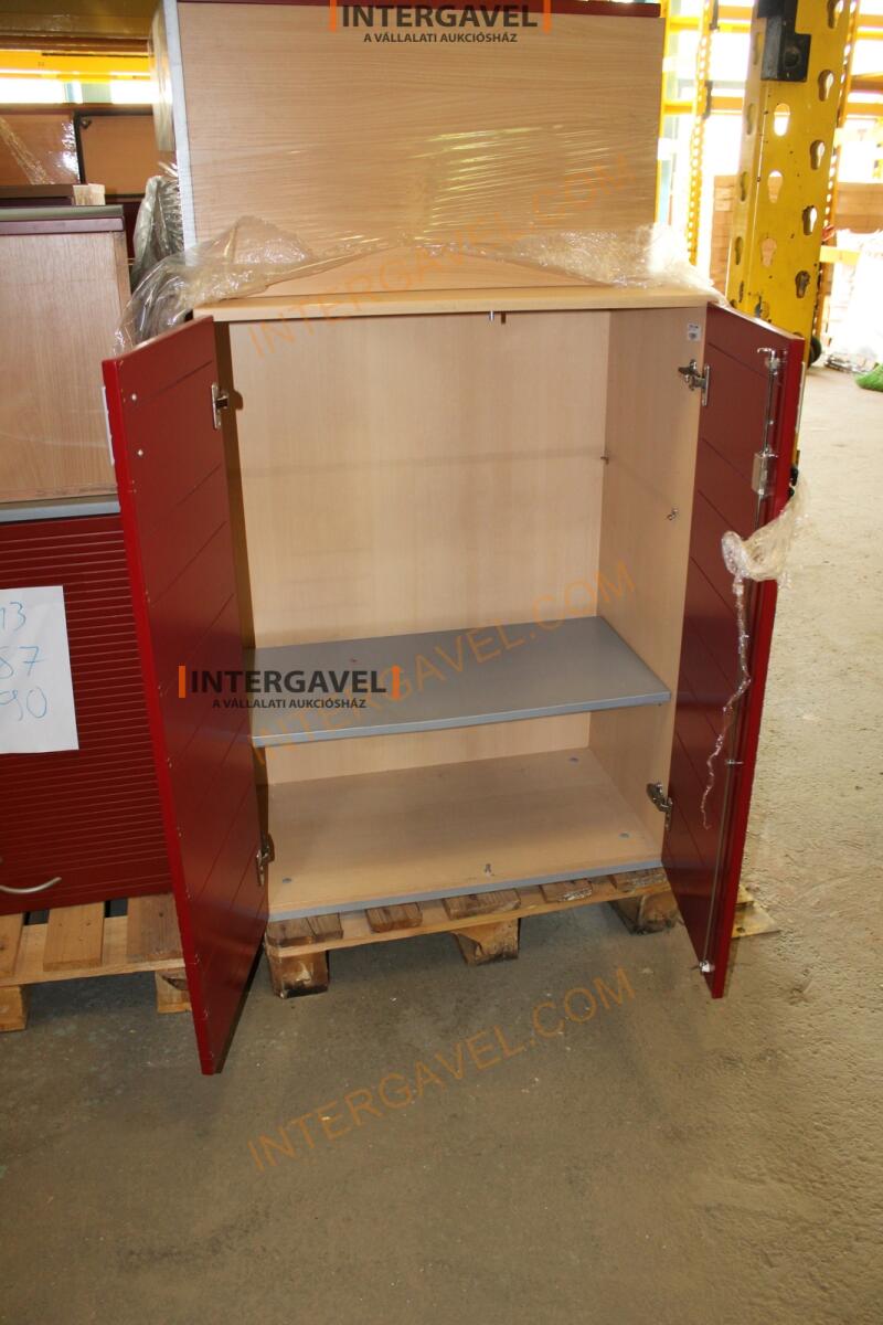 Polcos szekrény (piros ajtó-szürke/bükk tető rész-3 aktasoros) 17