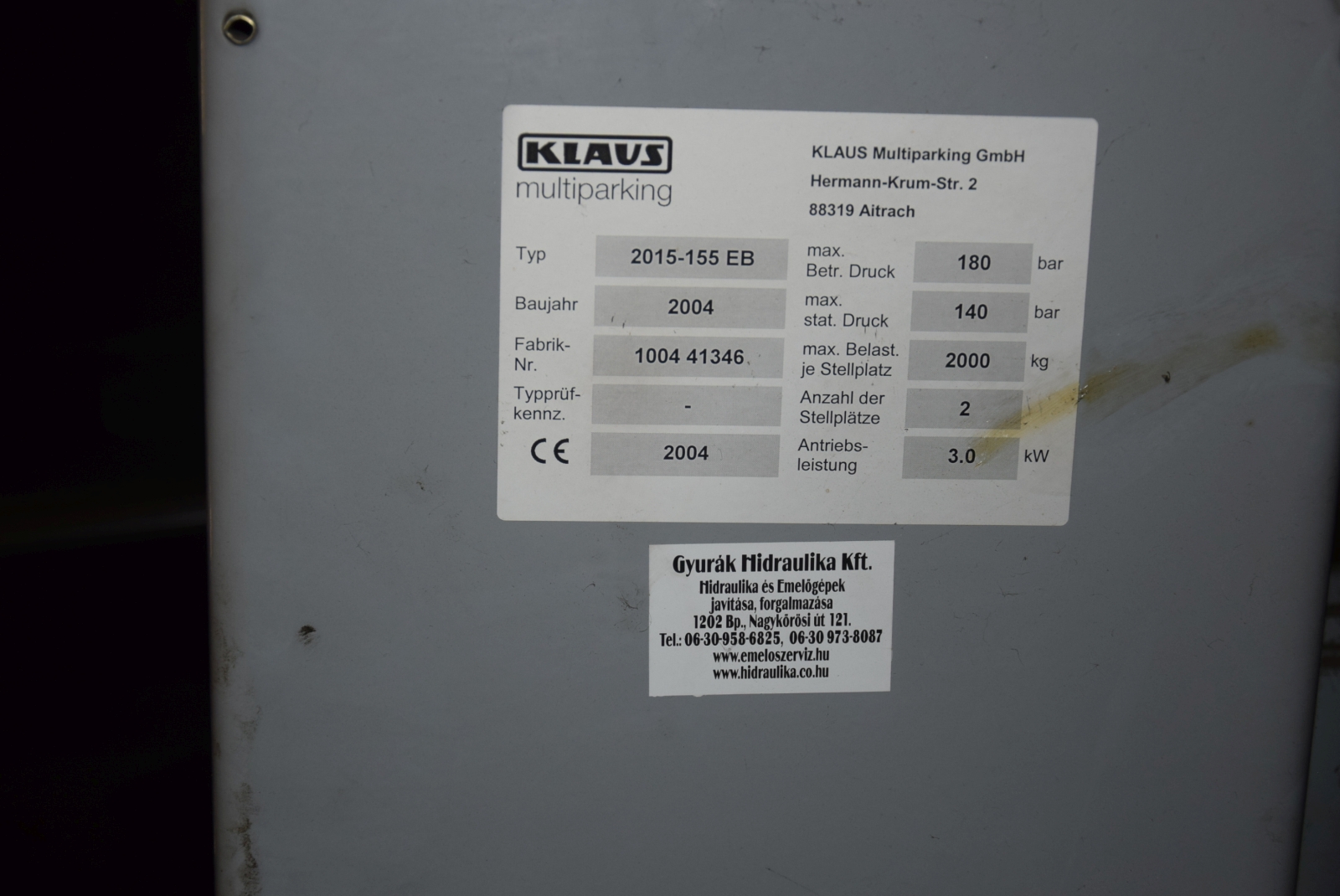 Klaus multiparking  - hidraulikus autóemelő 3