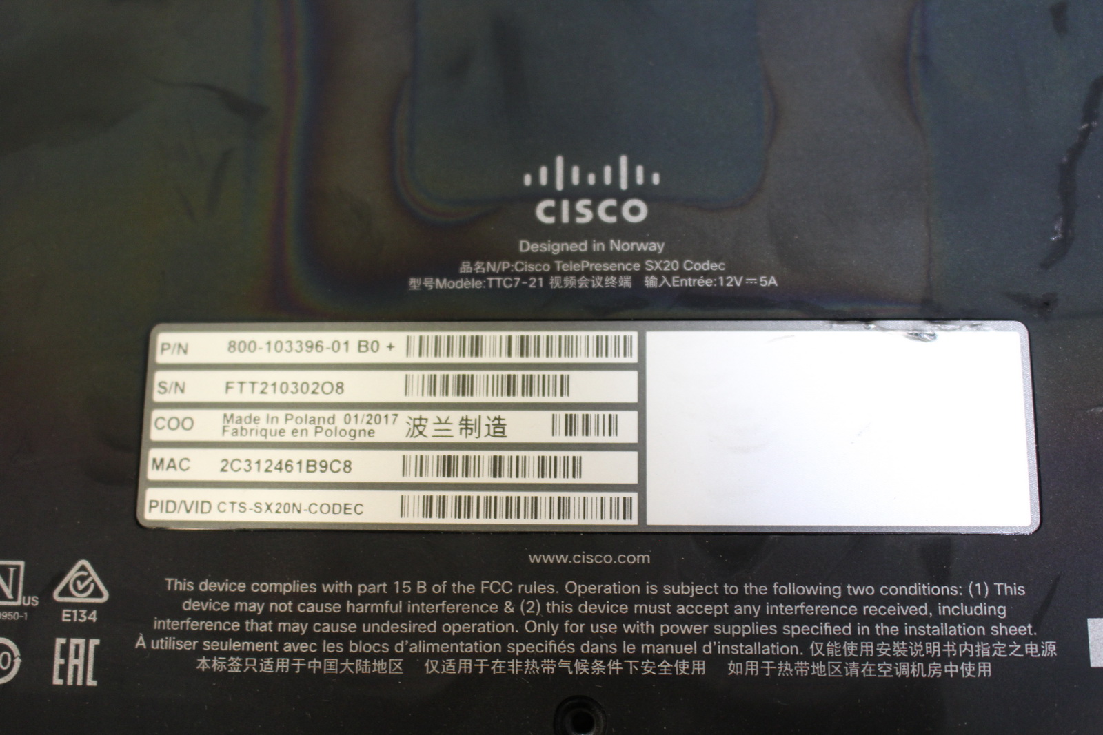 Cisco Telepresence SX20 codec 3