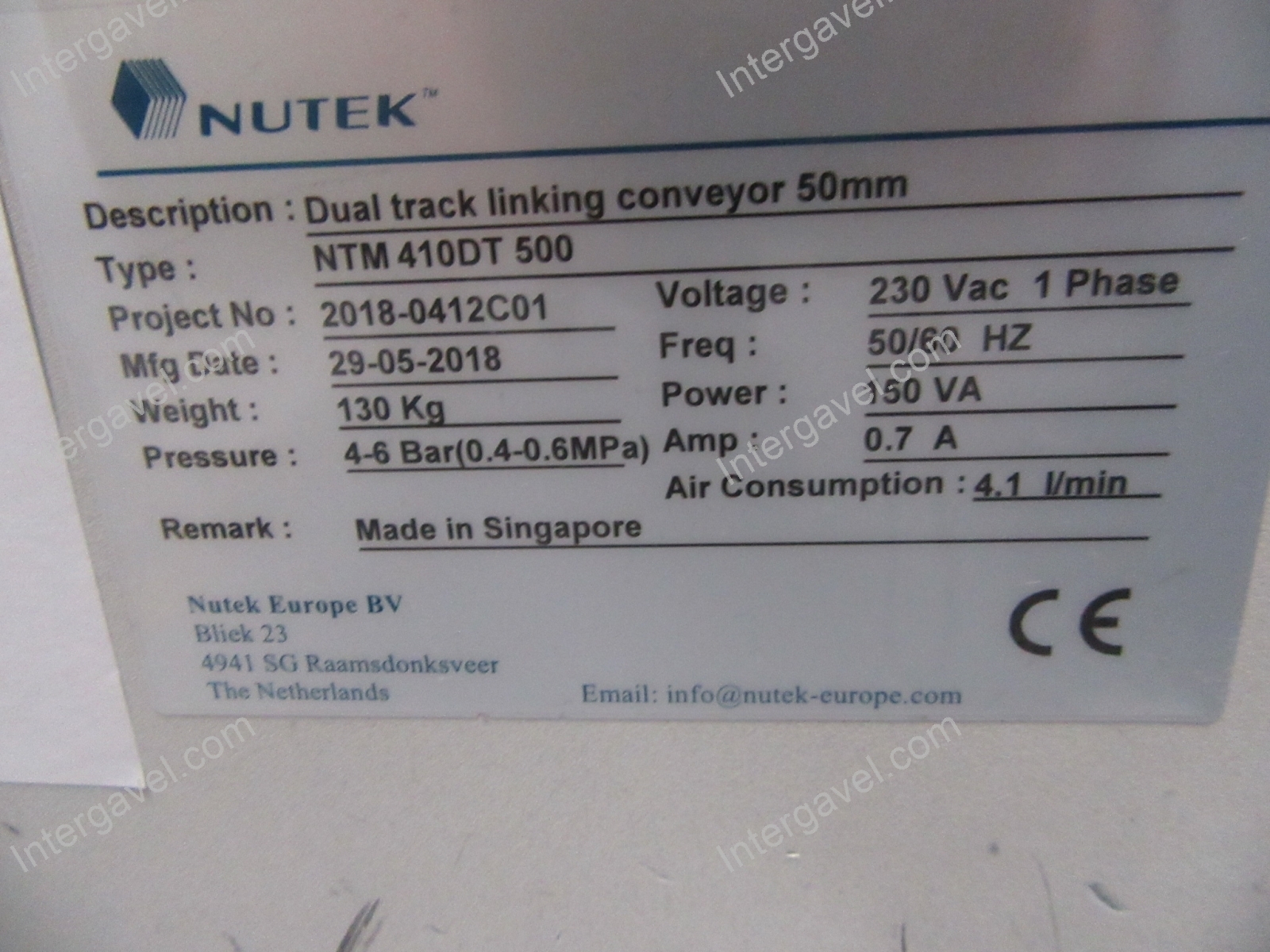 Konvejor - Nutek, NTM410DT500 2