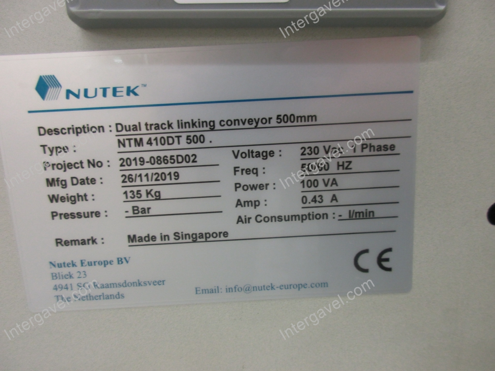 Konvejor - Nutek, NTM410DT500 2