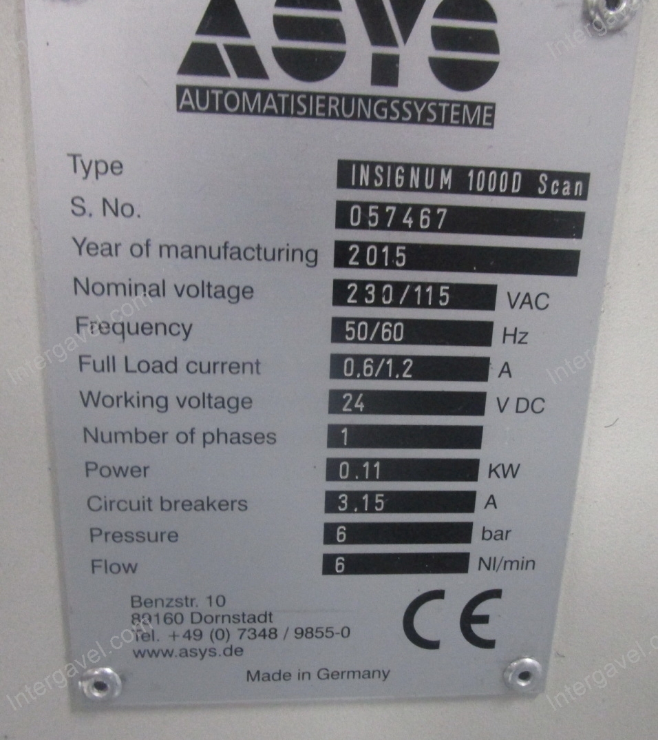 Konvejor - Asys, Insignum 1000D Scan 2
