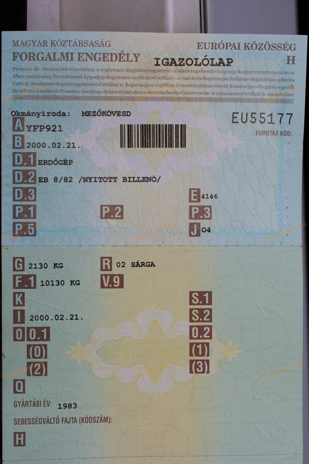 Pótkocsi - Erdőgép, EB8 82 3