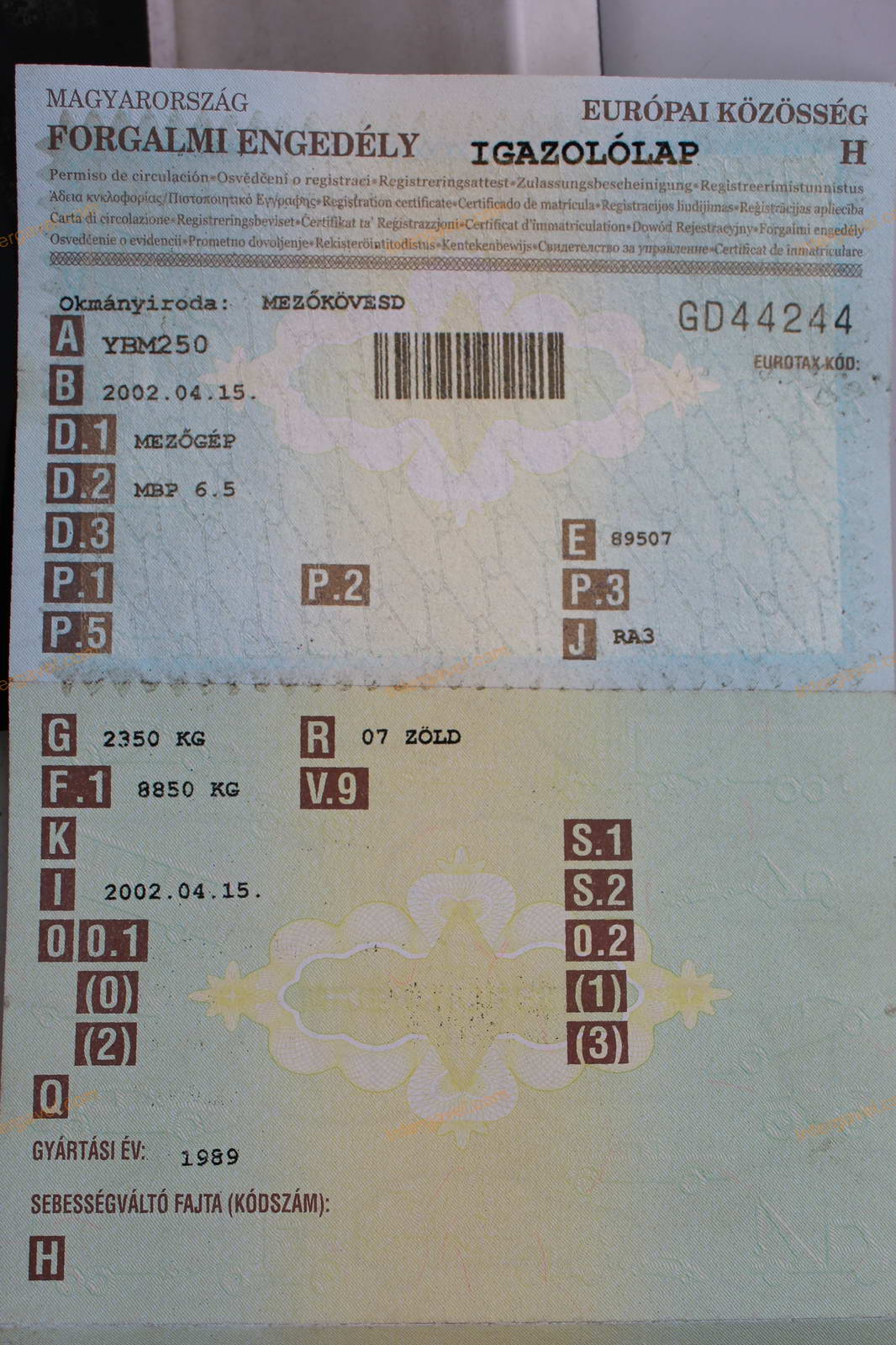 Pótkocsi - Mezőgép, MBP 6,5 2