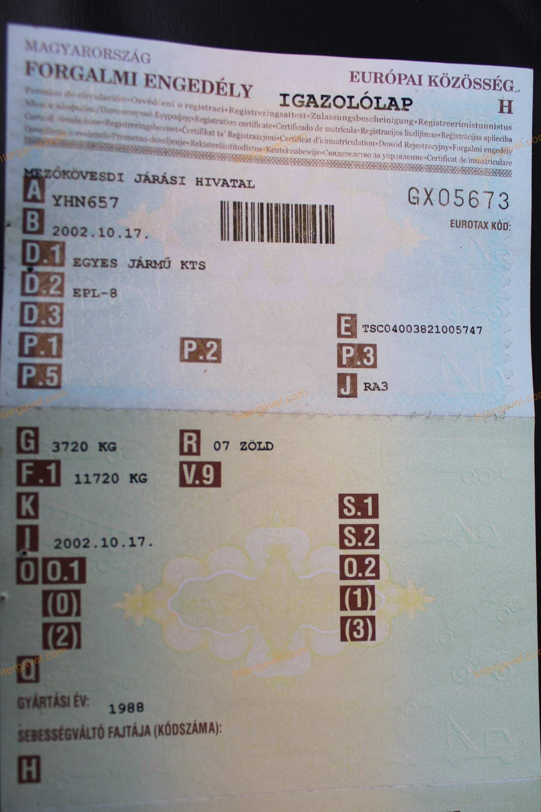 Pótkocsi - Egyes Jármű KTS, EPL-8 2