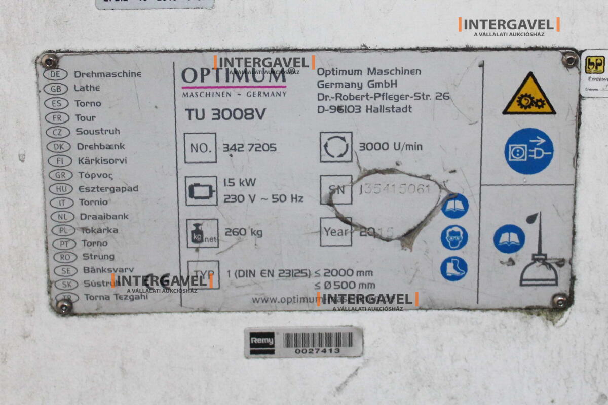 Eszterga - Optimum, TU 3008V 2