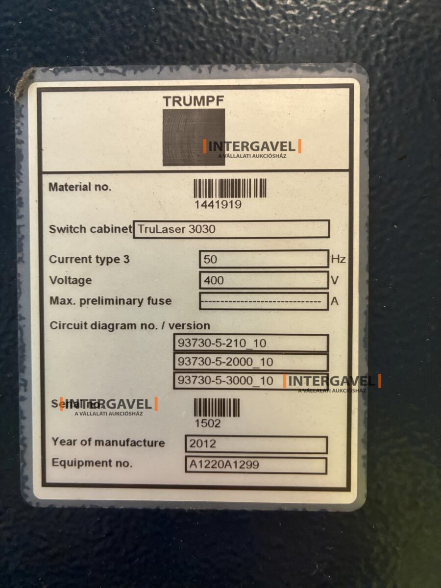 TRUMPF TruLaser 3030 lézervágó 3