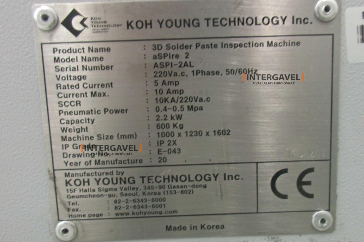 Ellenőrző munkahely - Koh Young, aSPire 2 2