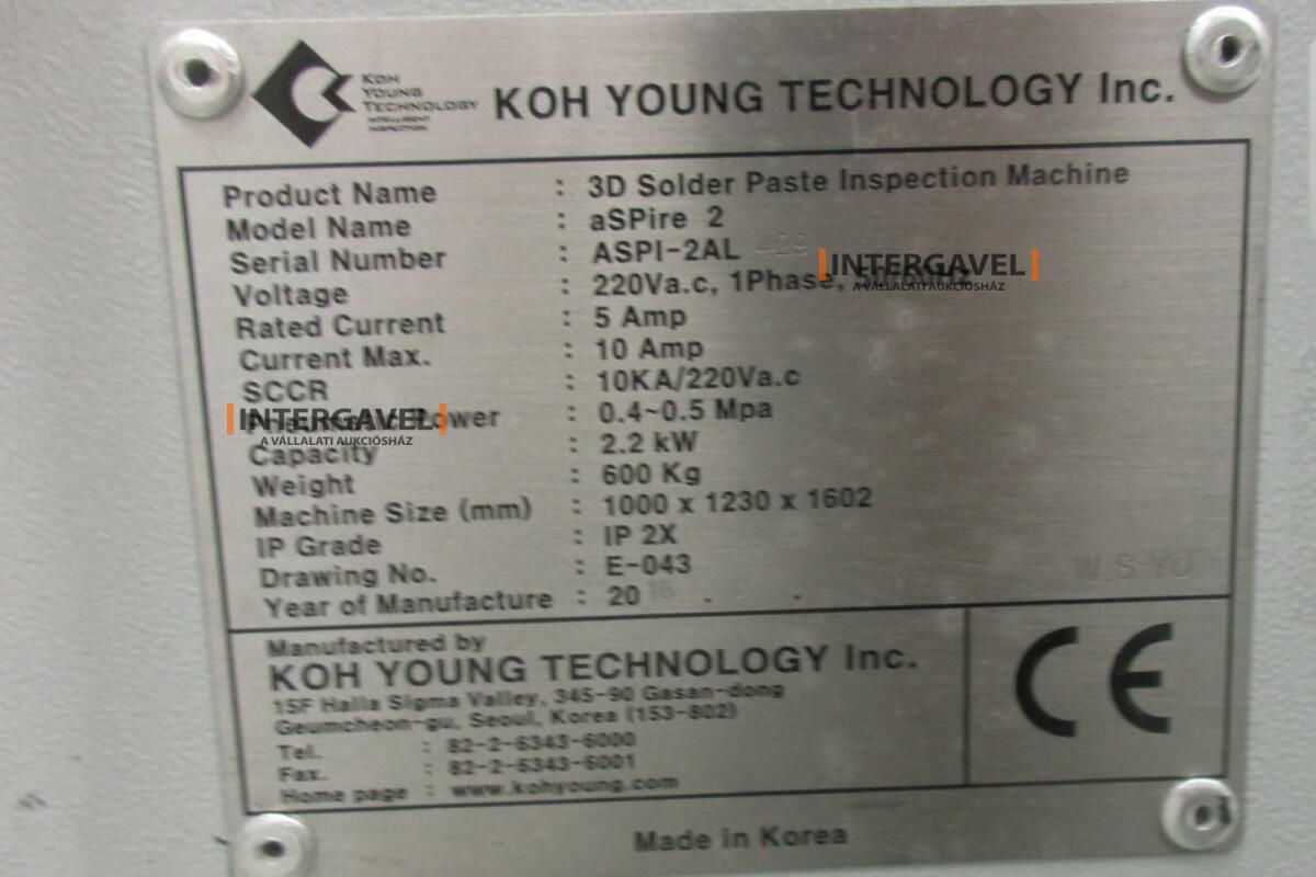 Ellenőrző munkahely - Koh Young, aSPire 2 2