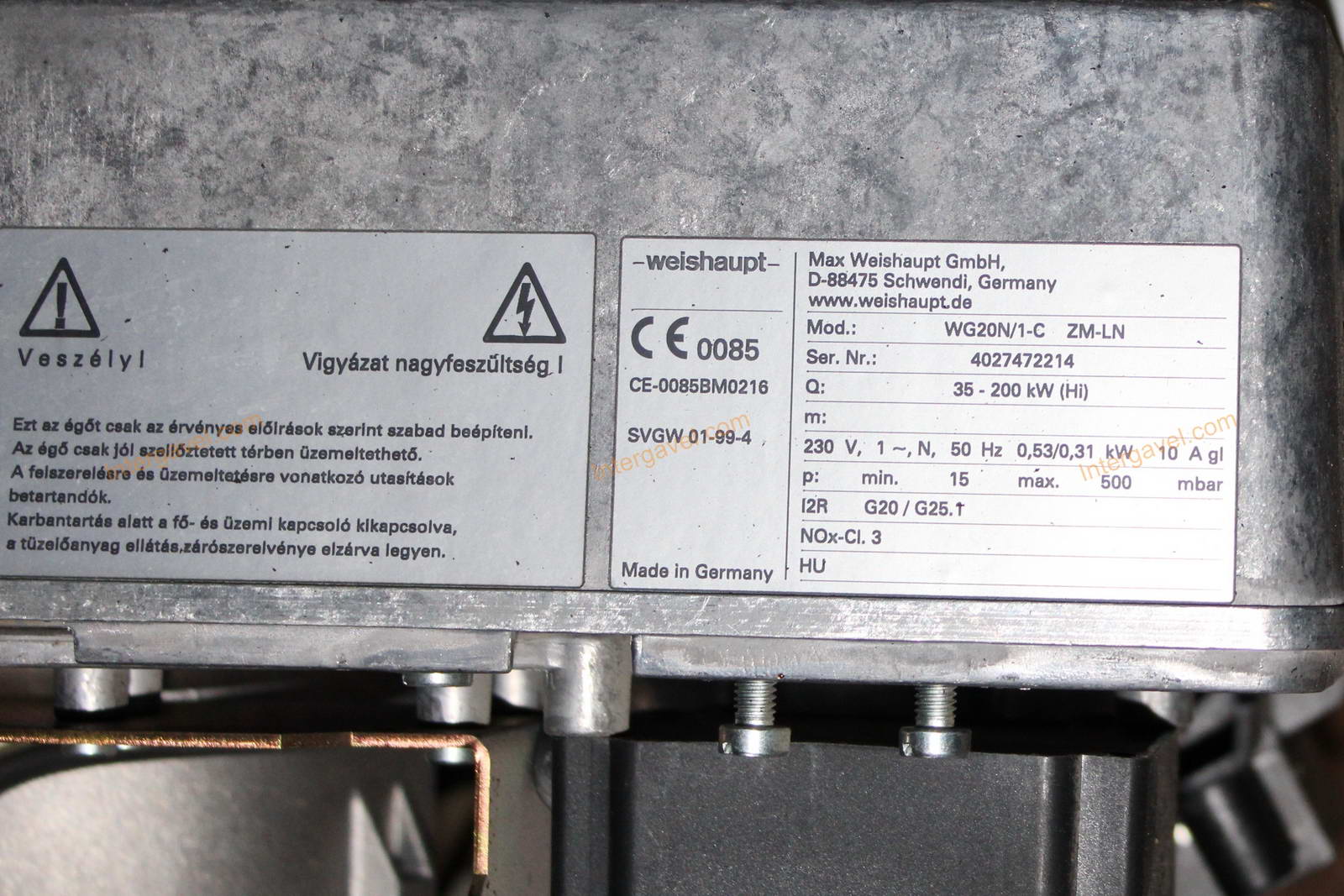 Gázégő - Weishaupt , WG20N/1-C ZM-LN 3
