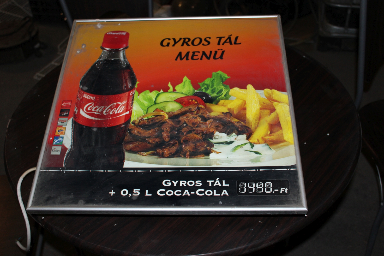 Menütábla világítós