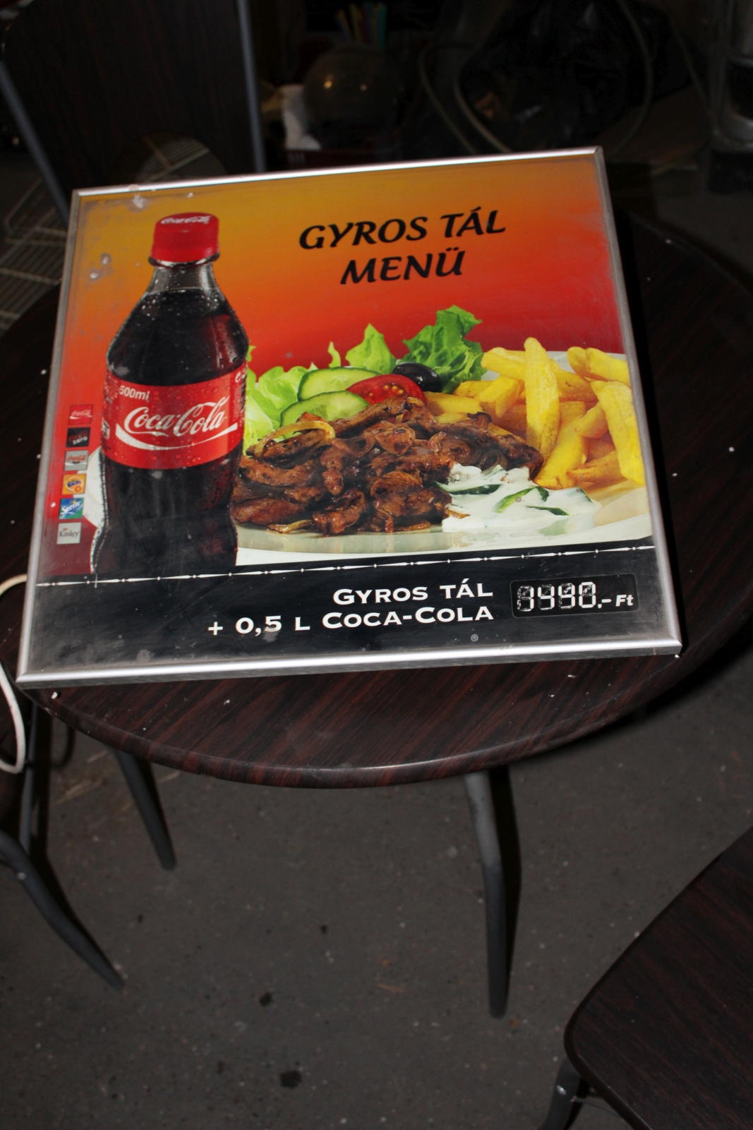 Menütábla világítós 2