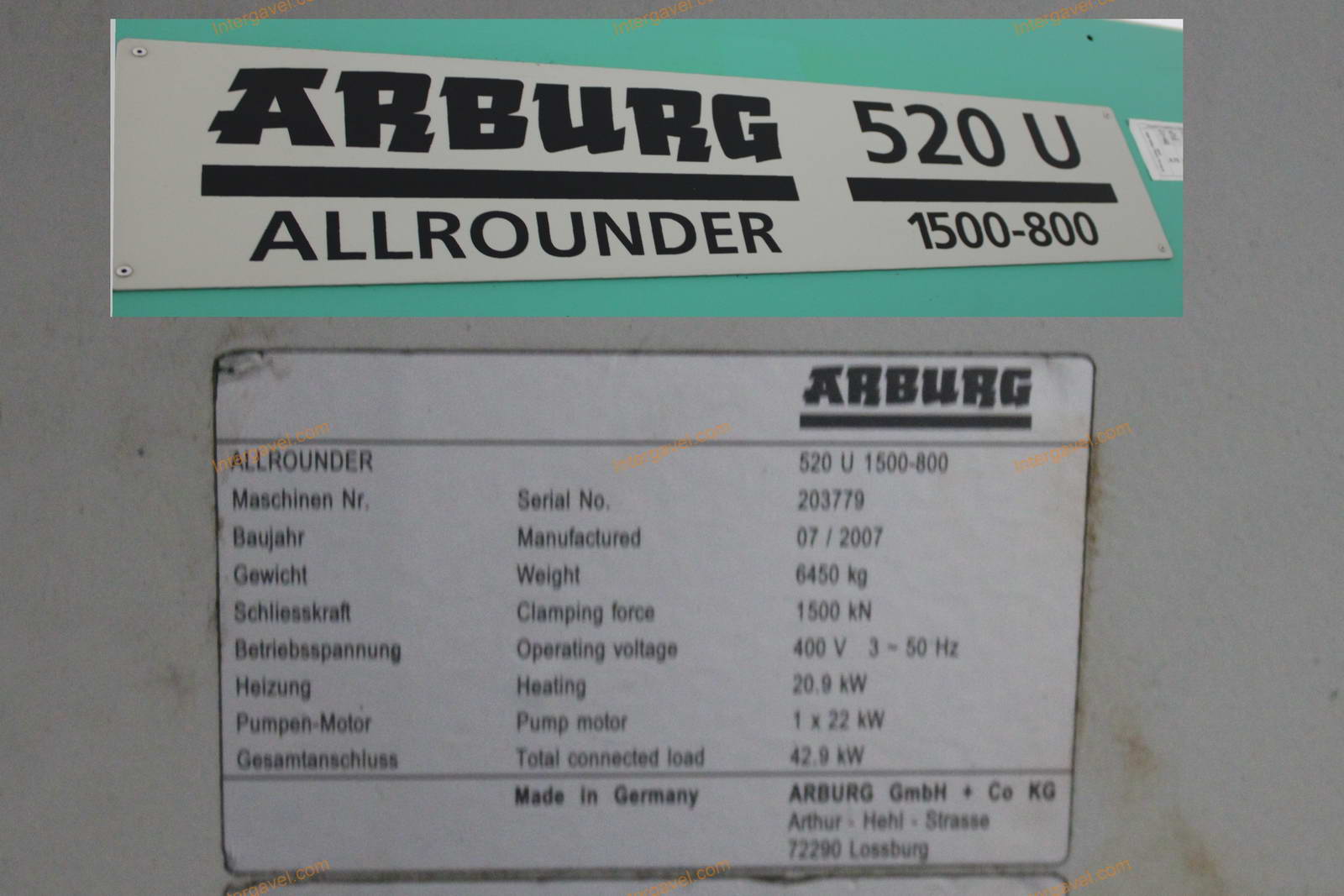 Fröccsöntő gép - Arburg, 520 U 1500-800 2