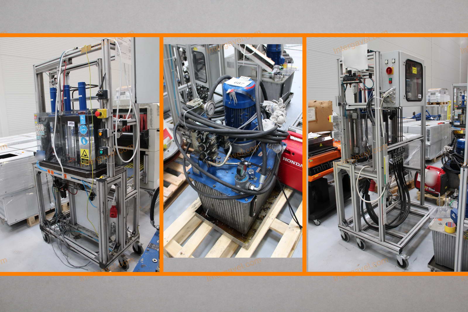 Bontott hidraulikus tápegység és préselő célgépek